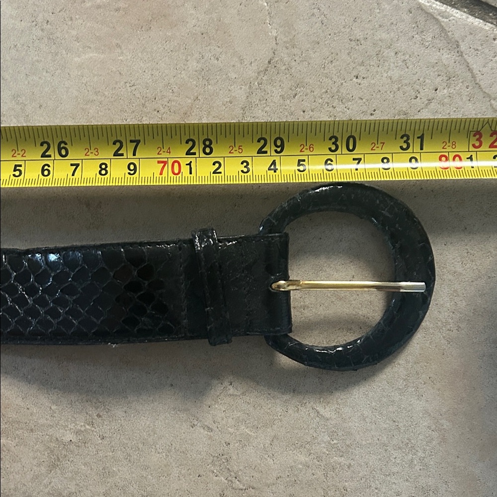 Genuine Snakeskin Black Belt - Size S